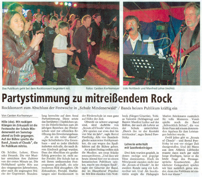 Zeitungsartikel scouts-of-clouds im Mindener Tageblatt am 17.5.2011